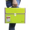 Maletín de plástico BRAUBERG "Joy", A4 (330x245x35 mm), 13 compartimentos, con borde, etiquetas de índice, verde claro