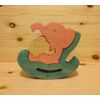 Jouet puzzle-chaise à bascule en bois "Mère et enfant : éléphants"