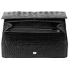 Purse women's FABULA, 185х95 mm, genuine leather, hidden button, crocodile, black