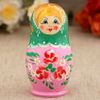 Matryoshka "Pink flowers" 3 dolls, green scarf