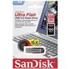 SANDISK / 闪存驱动器 128 GB，Ultra Flair，USB 3.0，金属外壳，银色