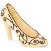 Sculpture of white chocolate "Shoe" with contrast ornament