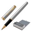 Rollerball PARKER "Sonnet Core Steel GT", gümüş gövde, altın kaplama detaylar, siyah
