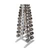 Dumbbell row chrome-plated from 1 to 10 kg in 1 kg increments (10 pairs of chrome-plated dumbbells) on an L-shaped rack