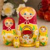 Matryoshka "Basket" 5 dolls red scarf
