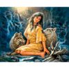 Опт-картина / Painting by numbers 40x50 Girl and wolves