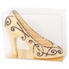 Sculpture of white chocolate "Shoe" with contrast ornament