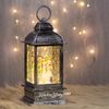 Kaemingk / Christmas lantern - snow globe Antique with snowmen 24 cm on batteries