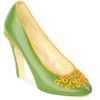 Sculpture of white chocolate "Shoe" with a yellow ornament