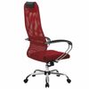 МЕТТА / Office chair "SU-B-8" chrome, mesh fabric, soft seat, red