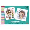 HATBER / Álbum para desenho "Cartoons" (5 tipos), 32 folhas A4, 205x290 mm, grampo, capa de papelão