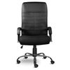 Office chair "Orion", leather, chrome, monolithic frame, black K-11