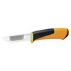 Knife for heavy work with sharpener, FISKARS, three-component handle, file on the blade