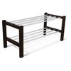 SHT-SR9 shoe shelf, 650 x290 x295 mm, 2 shelves, wood/metal, wenge/chrome
