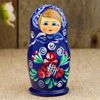 Matryoshka "Roses" 3 doll, blue dress