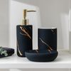 Доляна / Doliana / Set of accessories for the bathroom "Zeus", 3 items (soap dish, soap dispenser, glass), blue