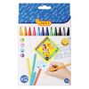 The markers are JOVI (Spain), 12 colors, triangular, washable, ventilated cap