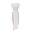 Dress with draping on the shoulders and long ties-belts "Meghan"