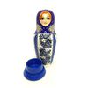 Вятский сувенир / Painted, inlaid nesting doll "Alyonushka" blue