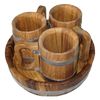 Beer set 3 mugs oak