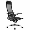 МЕТТА / Office chair "K-4-T" chrome, strong mesh, adjustable seat and back, black