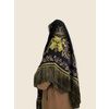 Золотная вышивка / Woolen shawl "Golden Flowers" black 130x130 cm