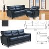RAMART / Sofa soft three-seater "Napoli", 800x2055x800 mm, with armrests, eco-leather, black