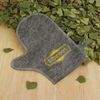 Добропаровъ / Bath mitten, gray with gold embroidery / 3 pieces
