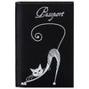 Passport cover BEFLER "Elegant cat", natural leather, embossed, black