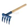 4-prong rake twisted with wooden handle