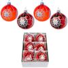 Kaemingk / Un set di palline di vetro Lace Elodie 8 cm rosso, 6 pezzi