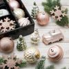 Kaemingk / Christbaumschmuck Set Silvester 8-12 cm, 25 Stück, Roségold mit Grün, Kunststoff