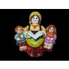 Ковровская глиняная игрушка / Figurine "Benches. A young lady with children", winter-summer