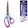 Scissors BRAUBERG "Extra", 190 mm, asymmetric, ribbed rubber inserts, turquoise-purple