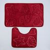 Доляна / Doliana / Set of bath and toilet mats "Shells", volumetric, 2 pcs: 40 × 50, 50 × 80 cm, burgundy color