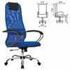 МЕТТА / Office chair "SU-B-8" chrome, mesh fabric, soft seat, blue