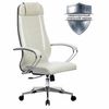 МЕТТА / Office chair "K-31" chrome, leather, soft seat and back, white