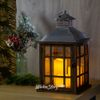 Kaemingk / Wooden lantern Woodland with led candles 42 * 24 cm brown, battery operated
