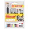 PYTHAGORAS brush set 15pcs., (pony - 9 piece synthetic - 4 PCs., bristle - 2 PCs, round, flat)