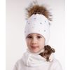 Журавлик / Chapéu duplo para meninas "Isabella" com pom-pom de pele