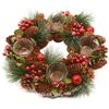 Kaemingk / Candlestick - Forest wreath 33 cm with berries and cones for 4 tea candles