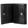 Purse women's FABULA, 90х100 mm, genuine leather, hidden button, lizard, black