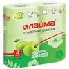 ЛАЙМА / Toilet paper for household use, soldering 4 pcs., 2-layer (4x19 m), apple aroma