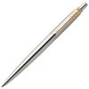 Bút bi PARKER "Jotter Core Stainless Steel GT", vỏ màu bạc, các chi tiết mạ vàng, màu xanh lam