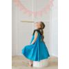 Dress - trapeze blue with a polka dot collar