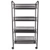 BRABIX / Office and household shelf (trolley) 4 tiers, on wheels, metal, black, 43.5х26х83.5 cm