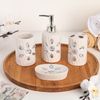 Доляна / Doliana / Set of bathroom accessories "Wood", 4 items (dispenser 300 ml, soap dish, 2 glasses)