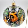 Палех / Palekh / Christmas tree ball "Firebird" glass, master Kuzmenko