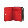 Purse women's FABULA, 105х110 mm, genuine leather, zipper, black with red