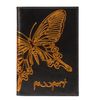 Etui passeport BEFLER "Butterfly", cuir véritable, impression en relief, noir